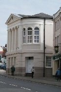 Photograph: Link to an enlargement of Lutterworth Town Hall, designed by Hansom, of hansom cab fame.